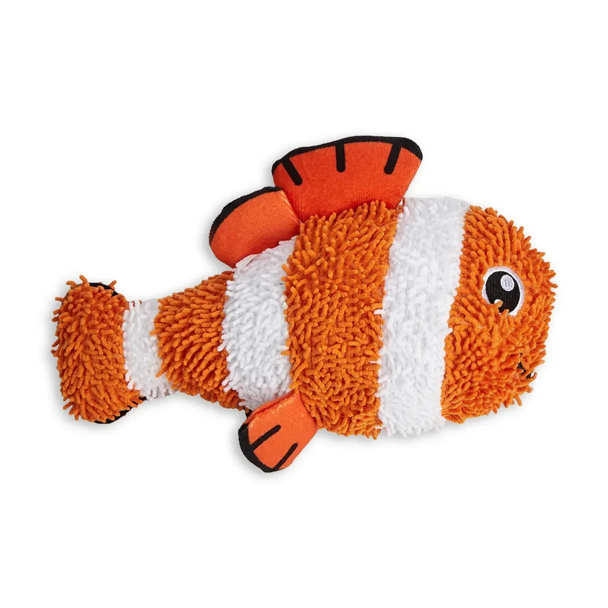 Zigly soft textured orange and white clownfish plush toy with black details