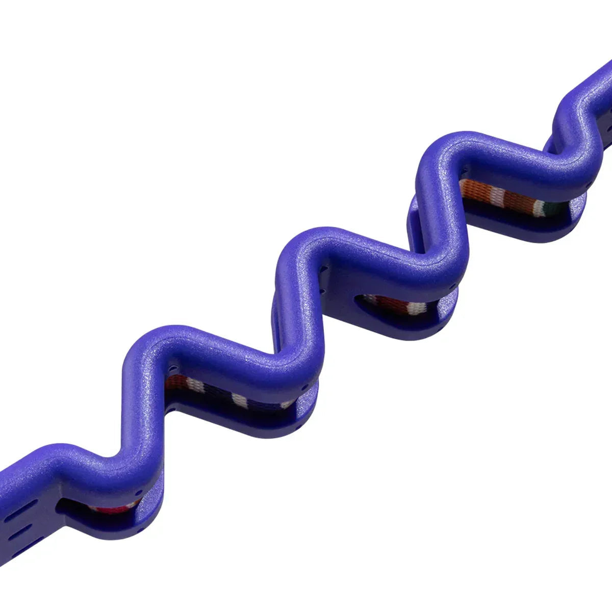 Zigly purple zigzag hair clip with fabric detail on white background