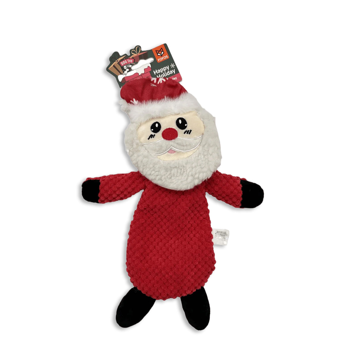 Zigly Santa Claus plush dog toy with red outfit, white beard, and holiday tag