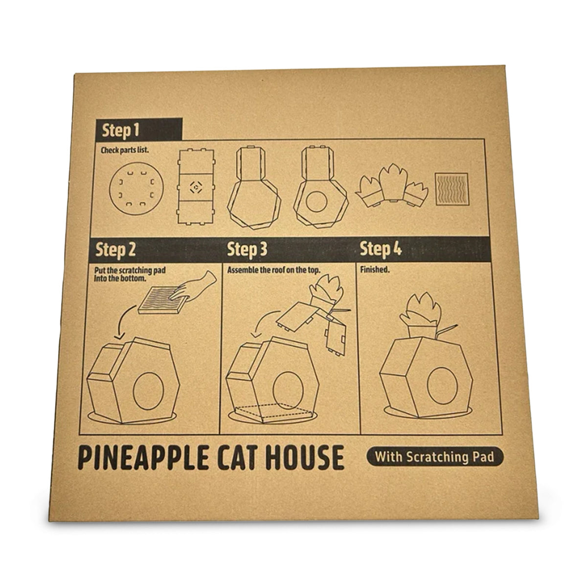 FOFOS Cardboard Cat House With Scratching Pad - Strawberry