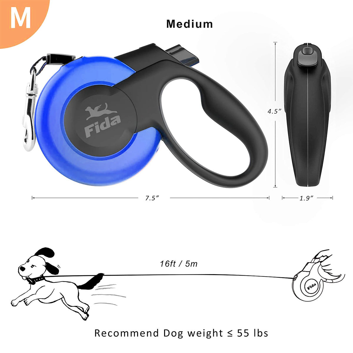 Fida Mars Dog Leash - Blue