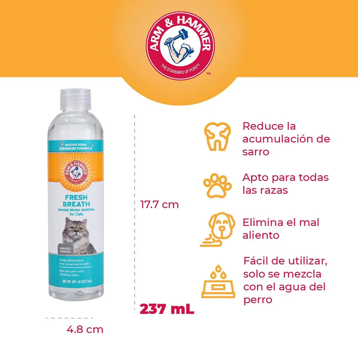 Arm & Hammer Dental Water Additive for Cats 237ml bottle on zigly