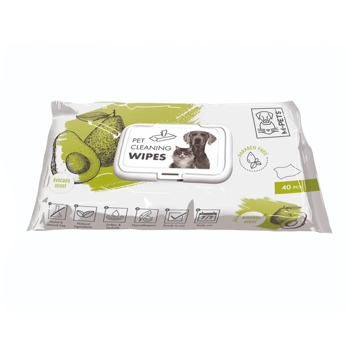 M-Pets Pet Cleaning Wipes Avocado 15 x 20cm - 40 pcs - Zigly