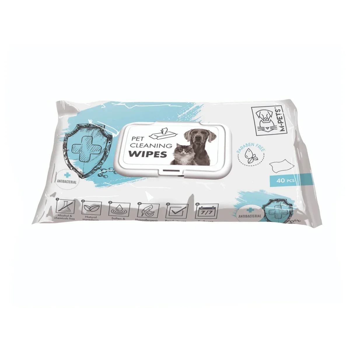 M-Pets Pet Cleaning Wipes Anti-Bacteria 15 x 20cm - 40 pcs - Zigly