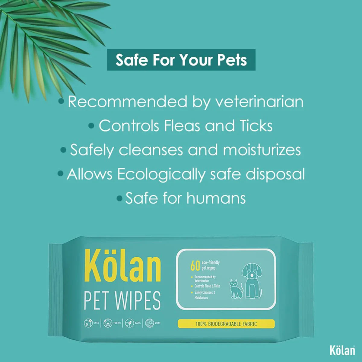 Kolan Pet Wipes - 60 Wipes - Zigly