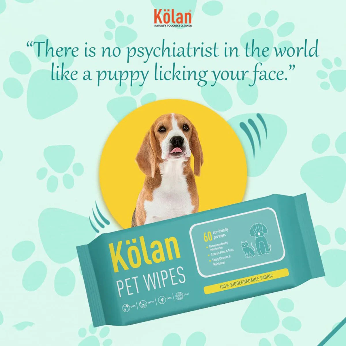 Kolan Pet Wipes - 60 Wipes - Zigly