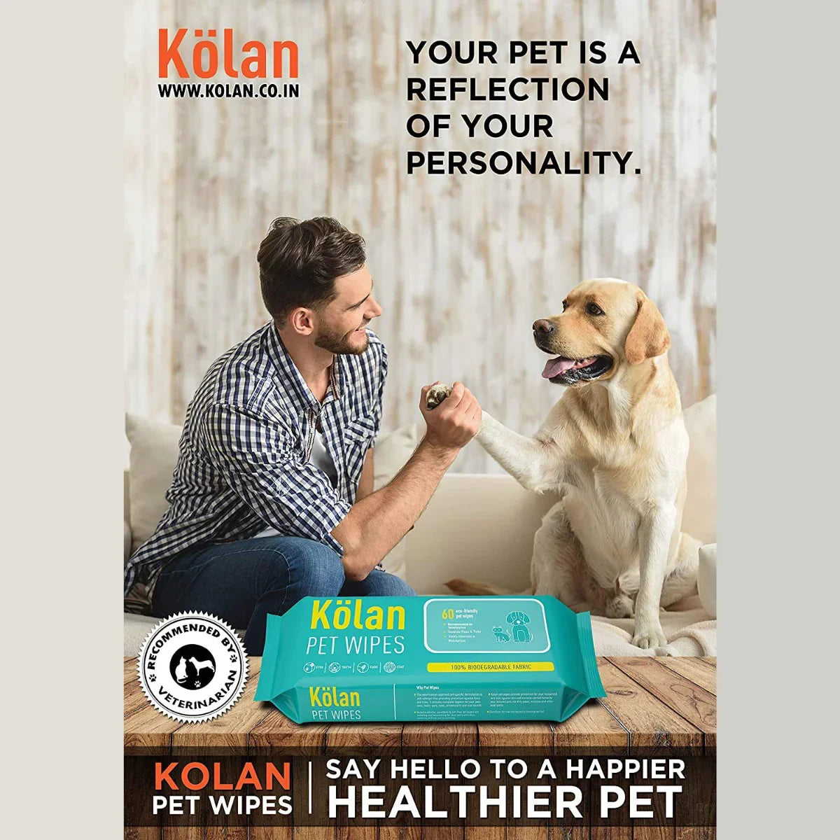 Kolan Pet Wipes - 60 Wipes - Zigly