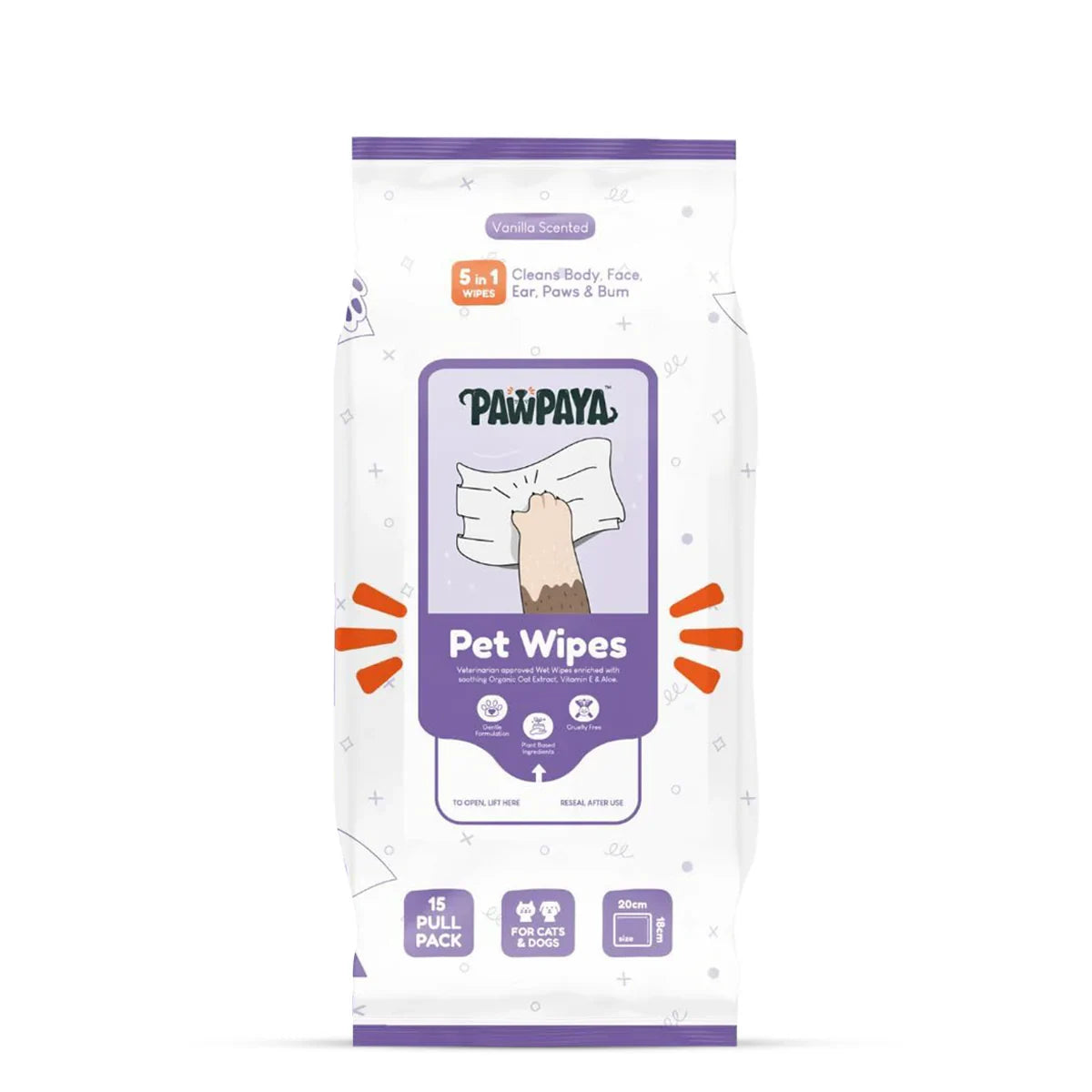 Pawpaya Pet Wipes - 20 x 18cm - Zigly
