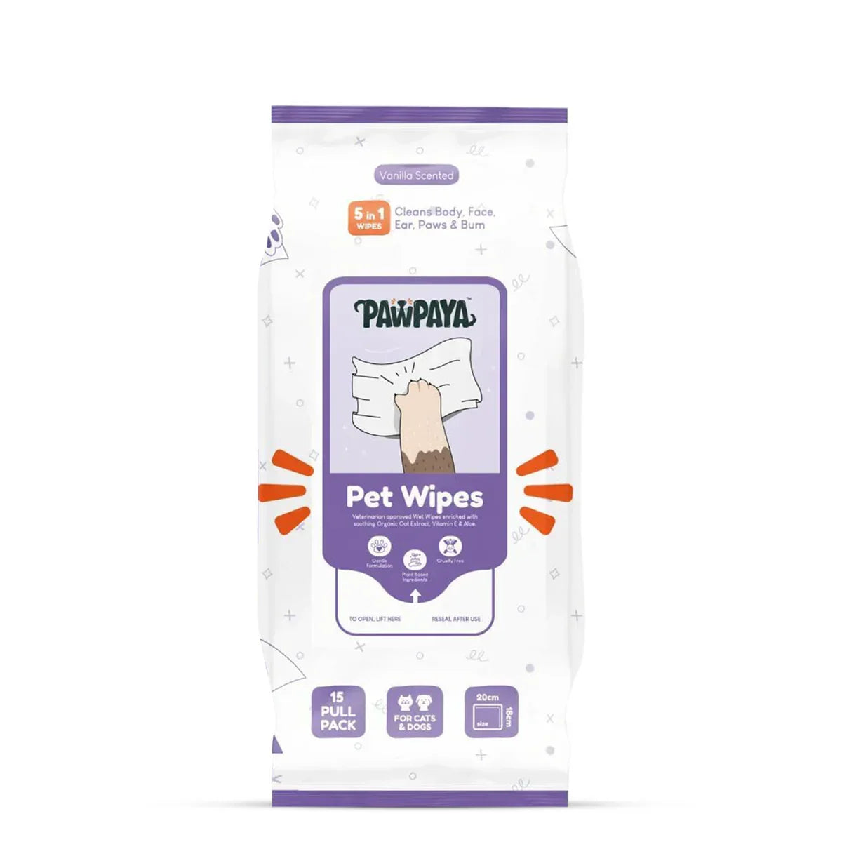 Pawpaya Pet Wipes - 20 x 18cm - Zigly
