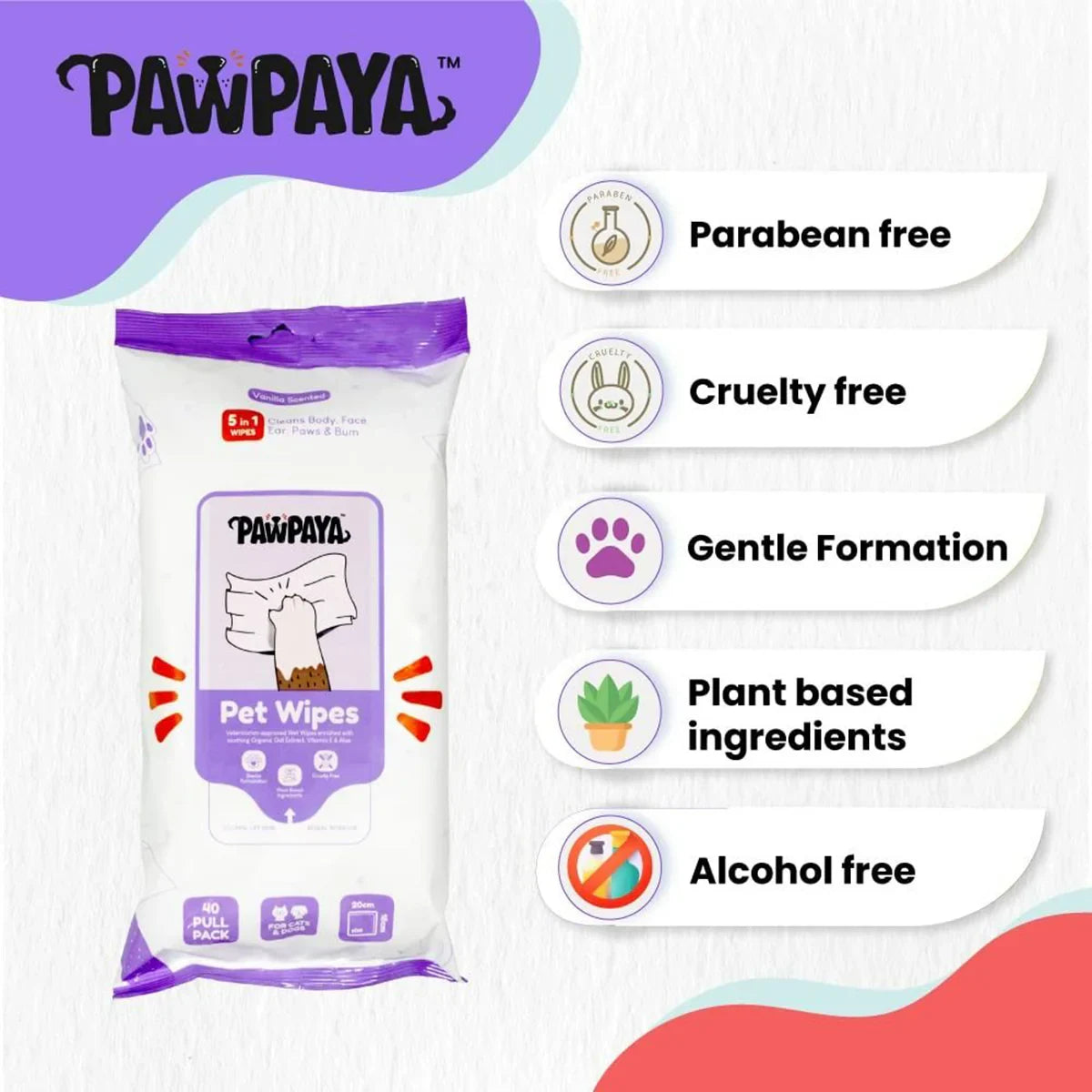 Pawpaya Pet Wipes - 20 x 18cm - Zigly