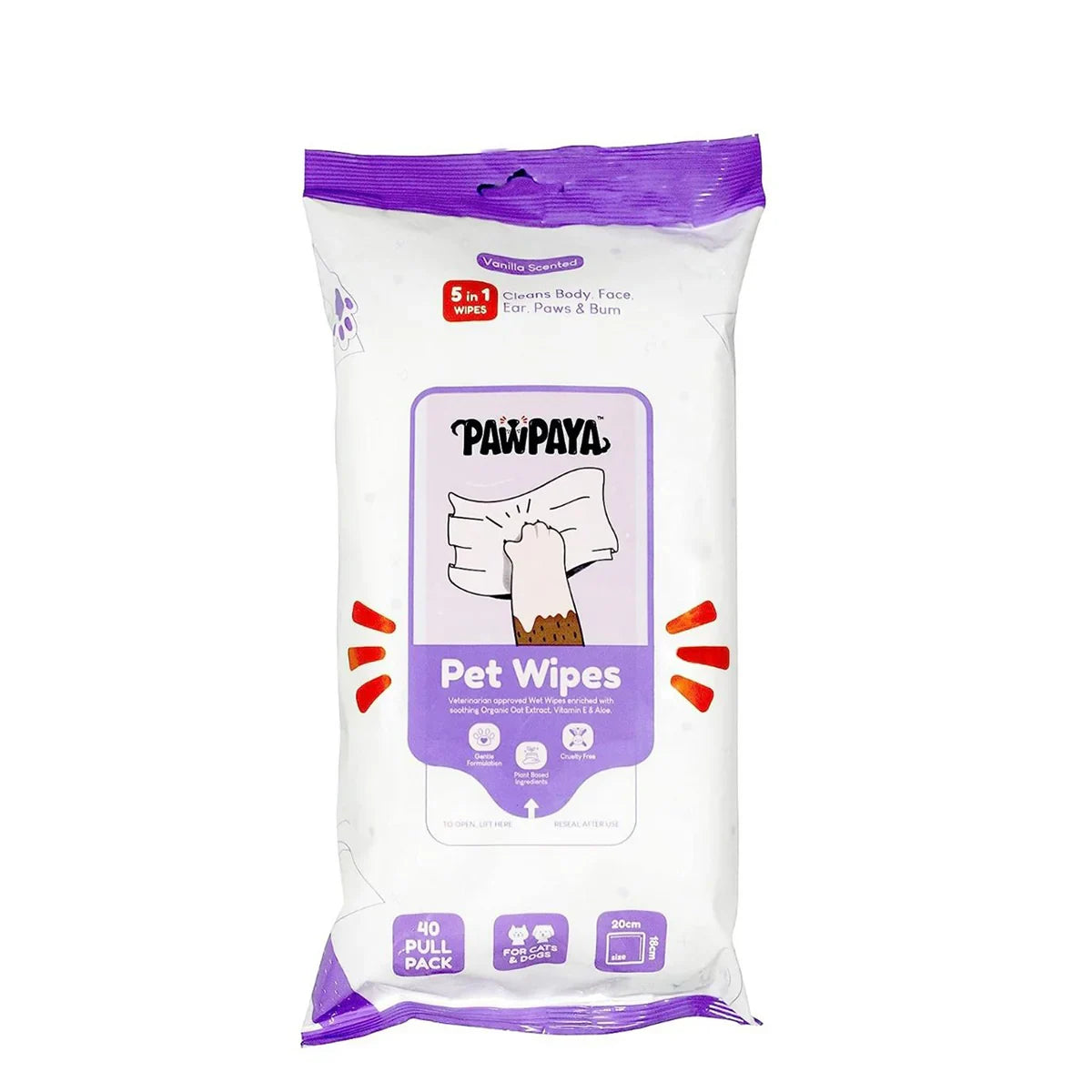 Pawpaya Pet Wipes - 20 x 18cm - Zigly