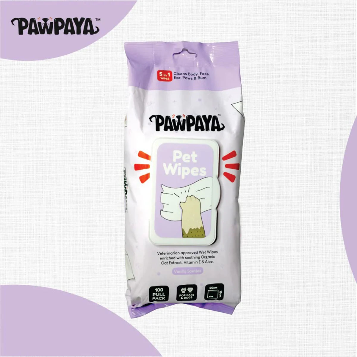 Pawpaya Pet Wipes - 20 x 18cm - Zigly