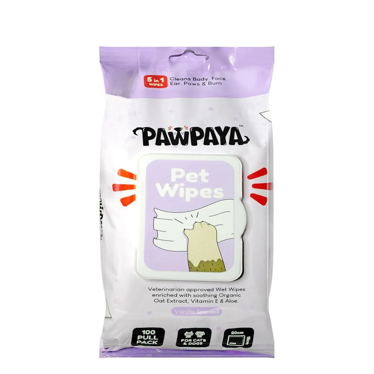 Pawpaya Pet Wipes - 20 x 18cm - Zigly