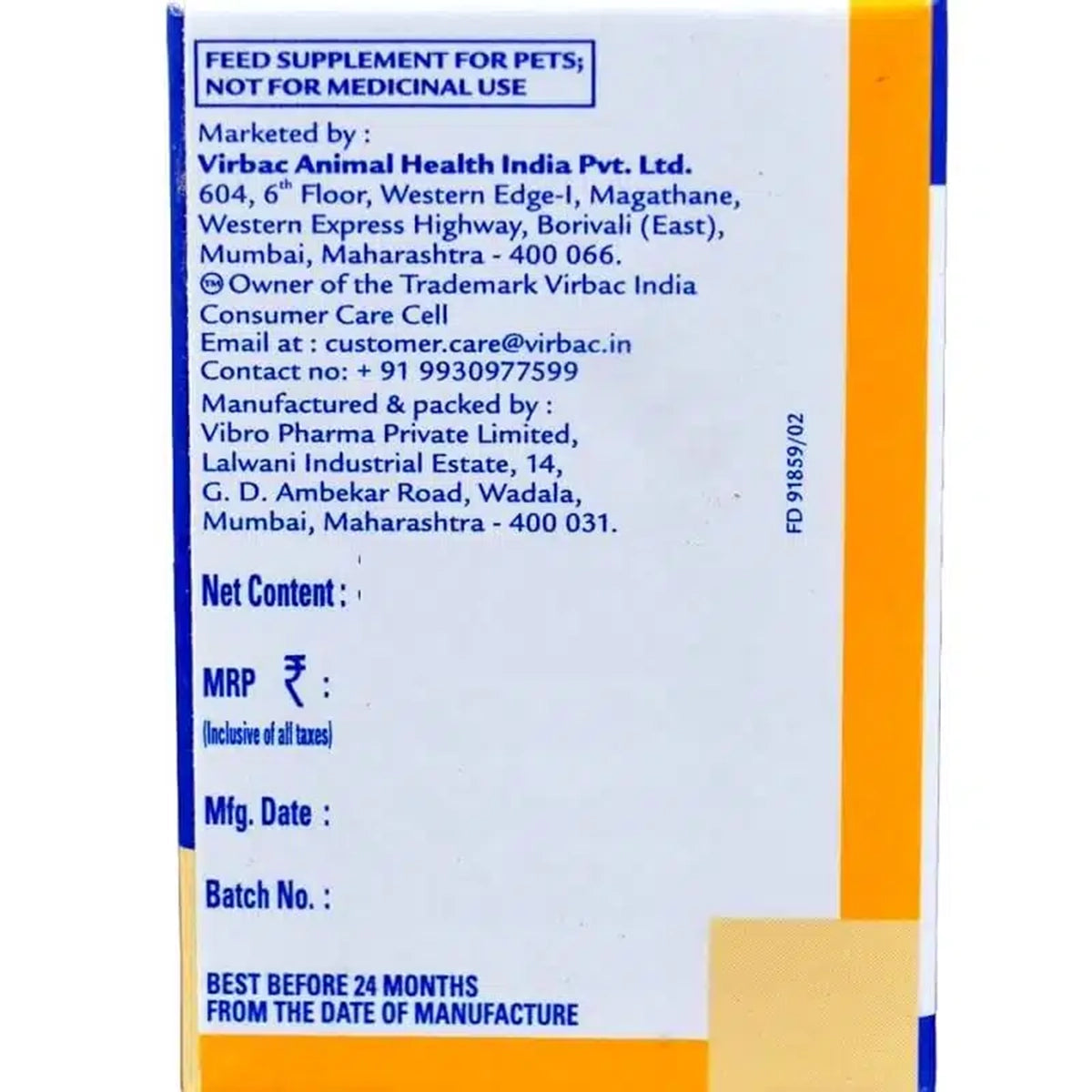 Virbac Nutrich Multi Vitamin Tablets for Dogs and Cats - 60 Tablets