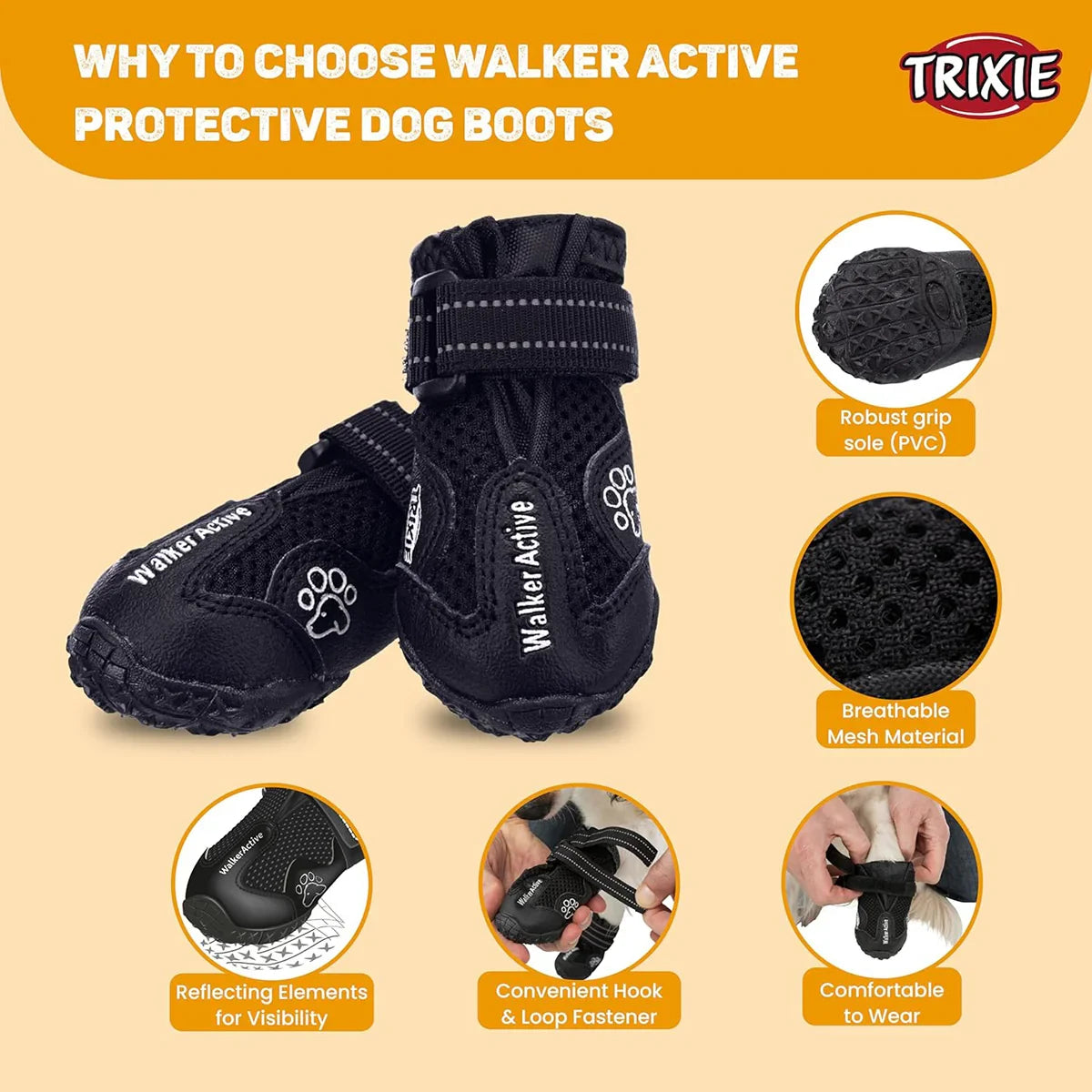 Trixie Walker Active Protective Boots 2 Pcs Black - Zigly