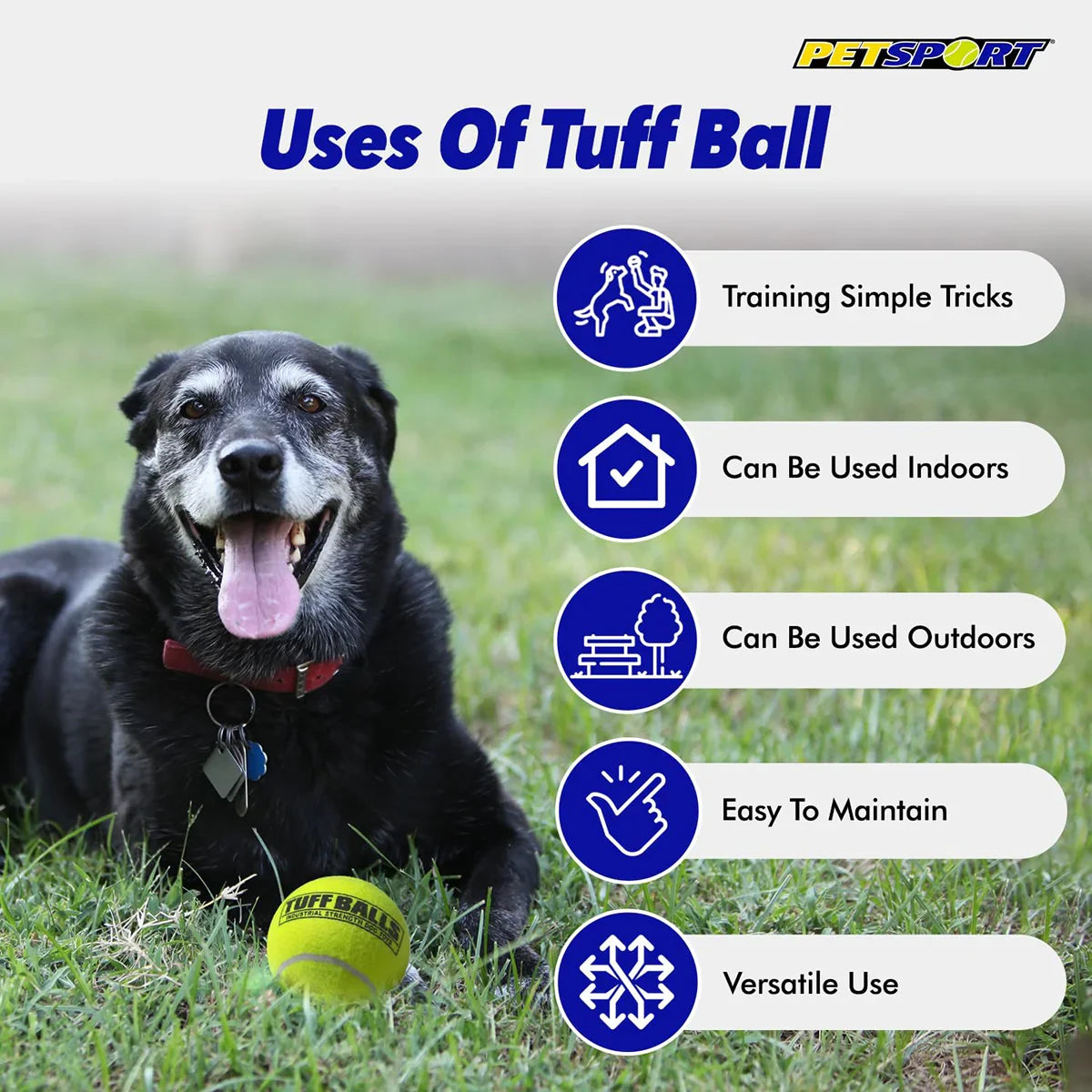 Petsport Giant Tuff Ball Fetch Dog Toy - 11 cm - Zigly