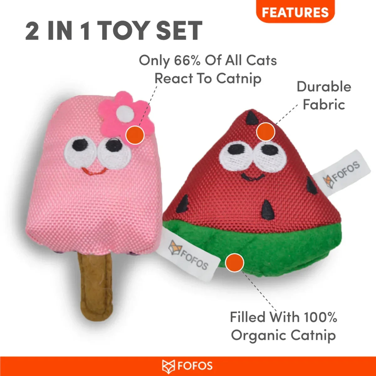 Fofos Summer Cat Toy  Watermelon with Popsicle - Zigly