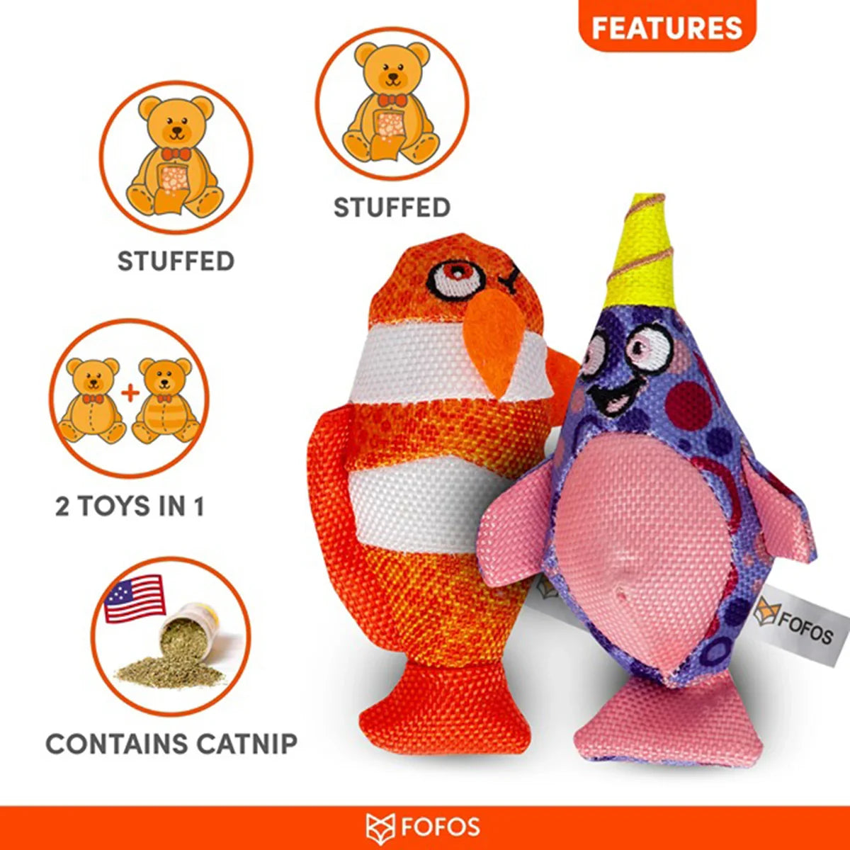 Fofos Summer Cat Toy  Whales with Clown Fish - Zigly