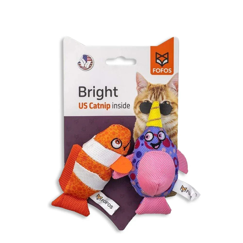 Fofos Summer Cat Toy  Whales with Clown Fish - Zigly
