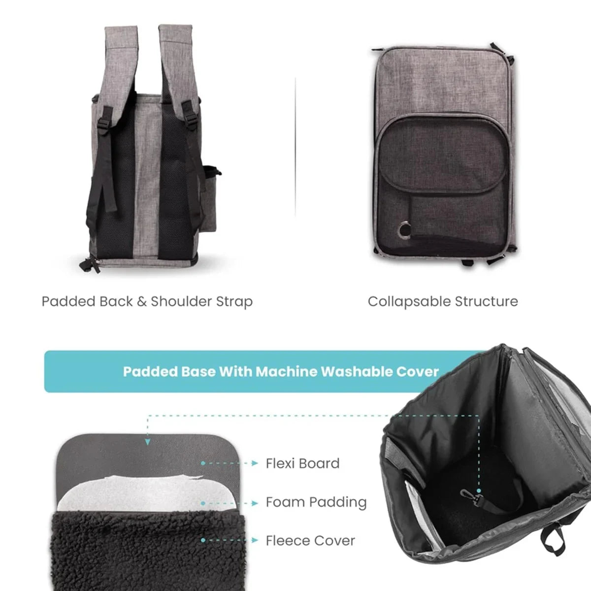 Fofos Backpack Carrier - Grey - Zigly