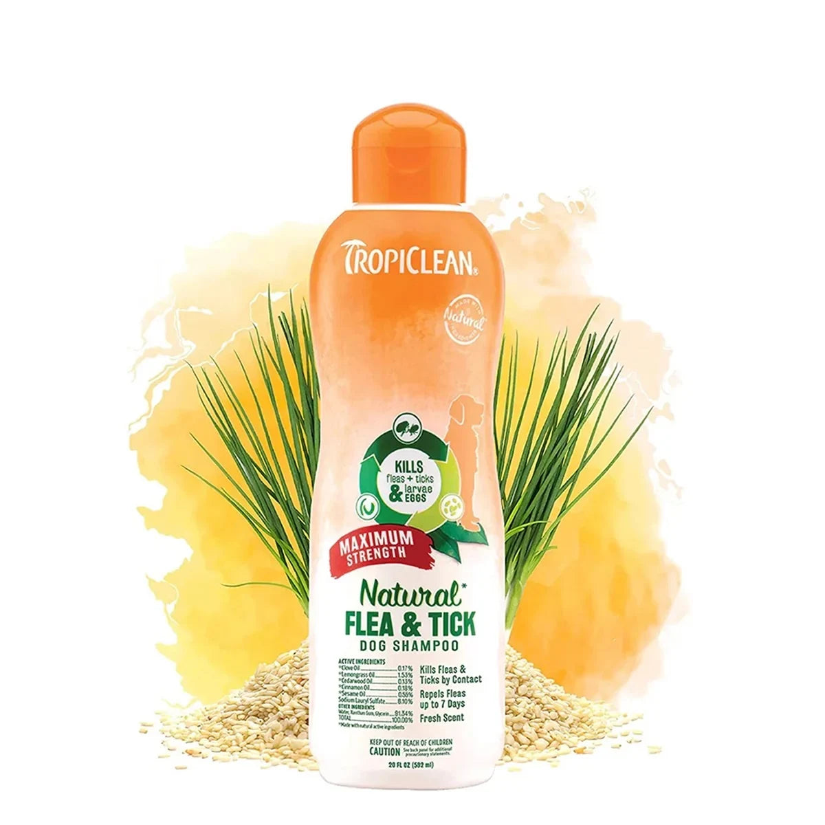 Tropiclean Natural Flea & Tick Plus Soothing Dog Shampoo - 355ml - Zigly