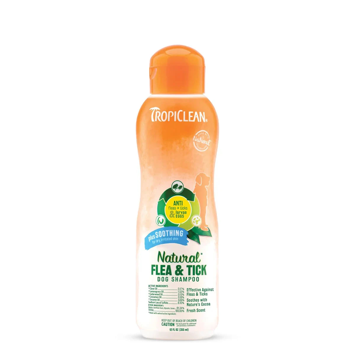 Tropiclean Natural Flea & Tick Plus Soothing Dog Shampoo - 355ml - Zigly