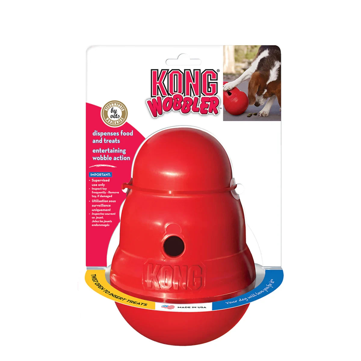 Kong Wobbler Treat Dispensing Interactive Dog Toy - Red - Zigly
