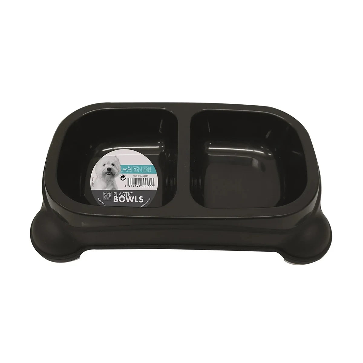 M-Pets Plastic Double Dog Bowl - Assorted Color - Zigly