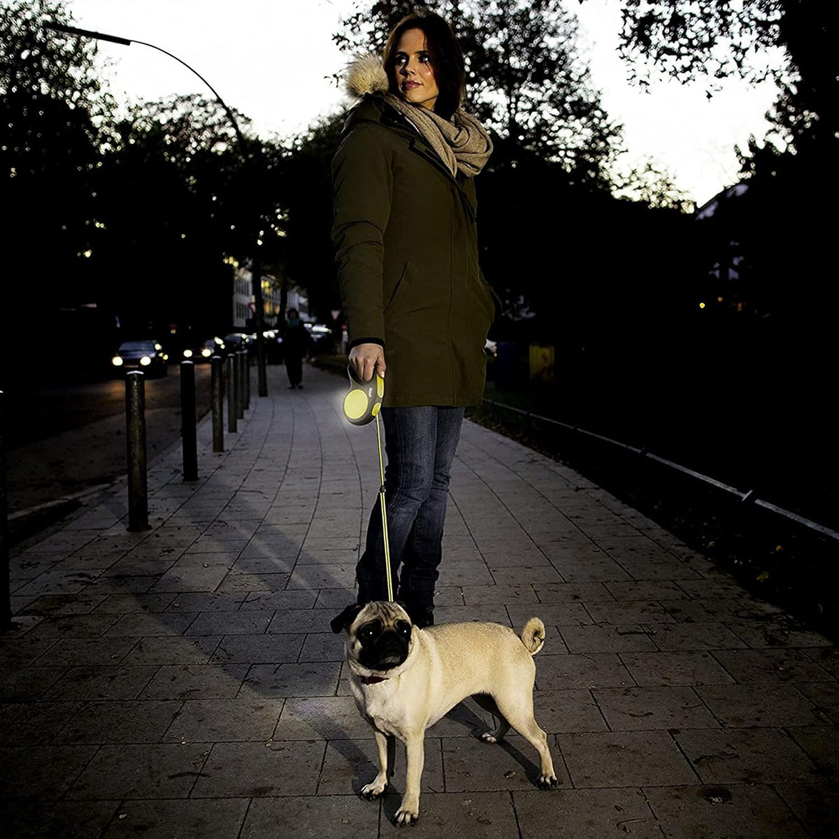 Flexi Neon Tape Retractable Dog Leash - Yellow