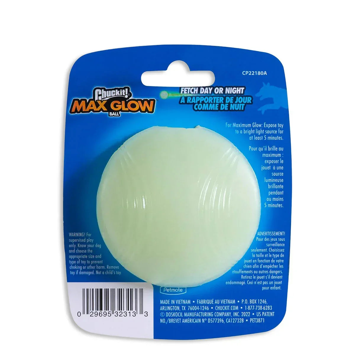 Petmate Chuckit! Max Glow in Dark Ball Fetch Dog Toy - Medium - Zigly