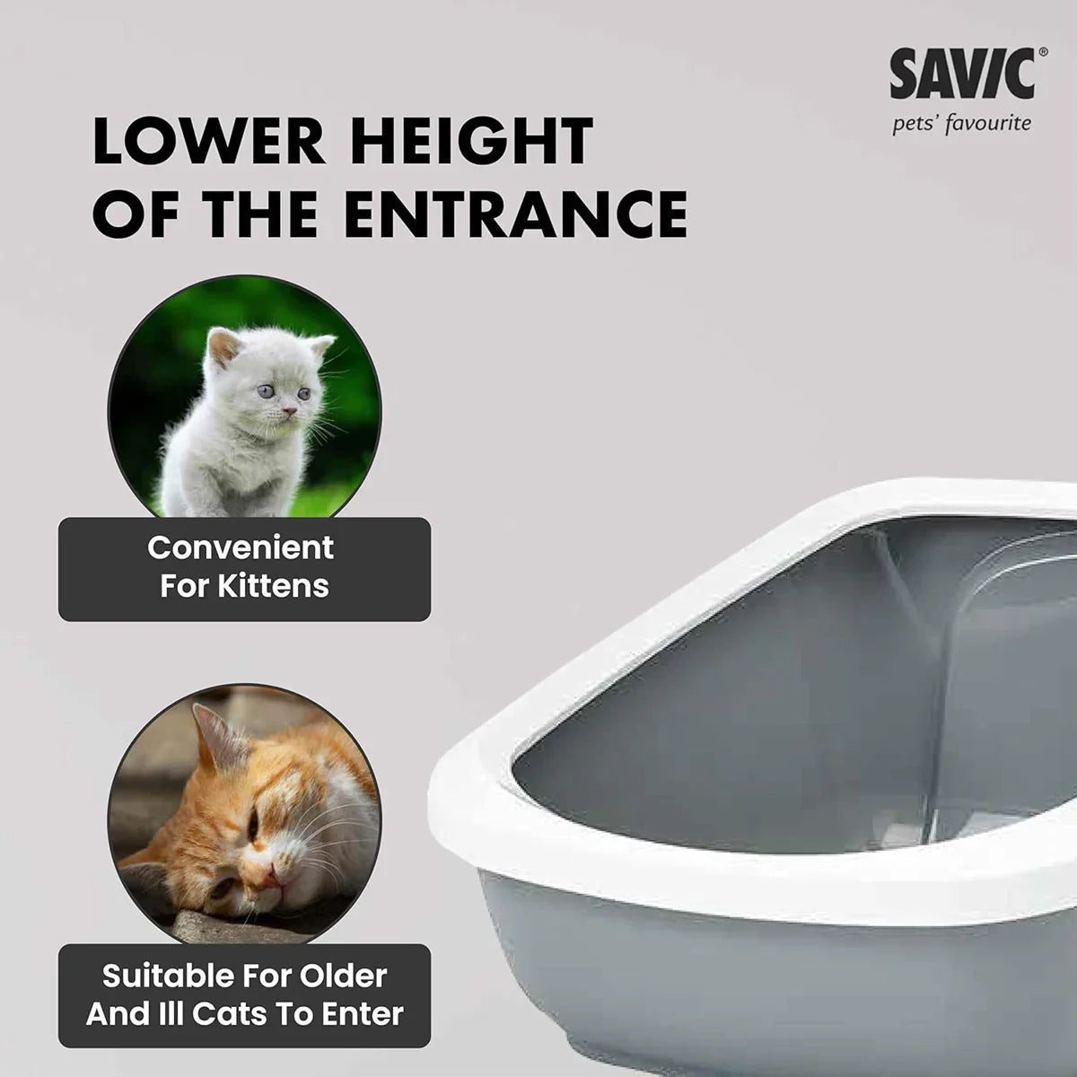 Savic Aseo Jumbo Litter Tray - 68.5 X 48.2 X 27.9cm - Cool Grey - Zigly