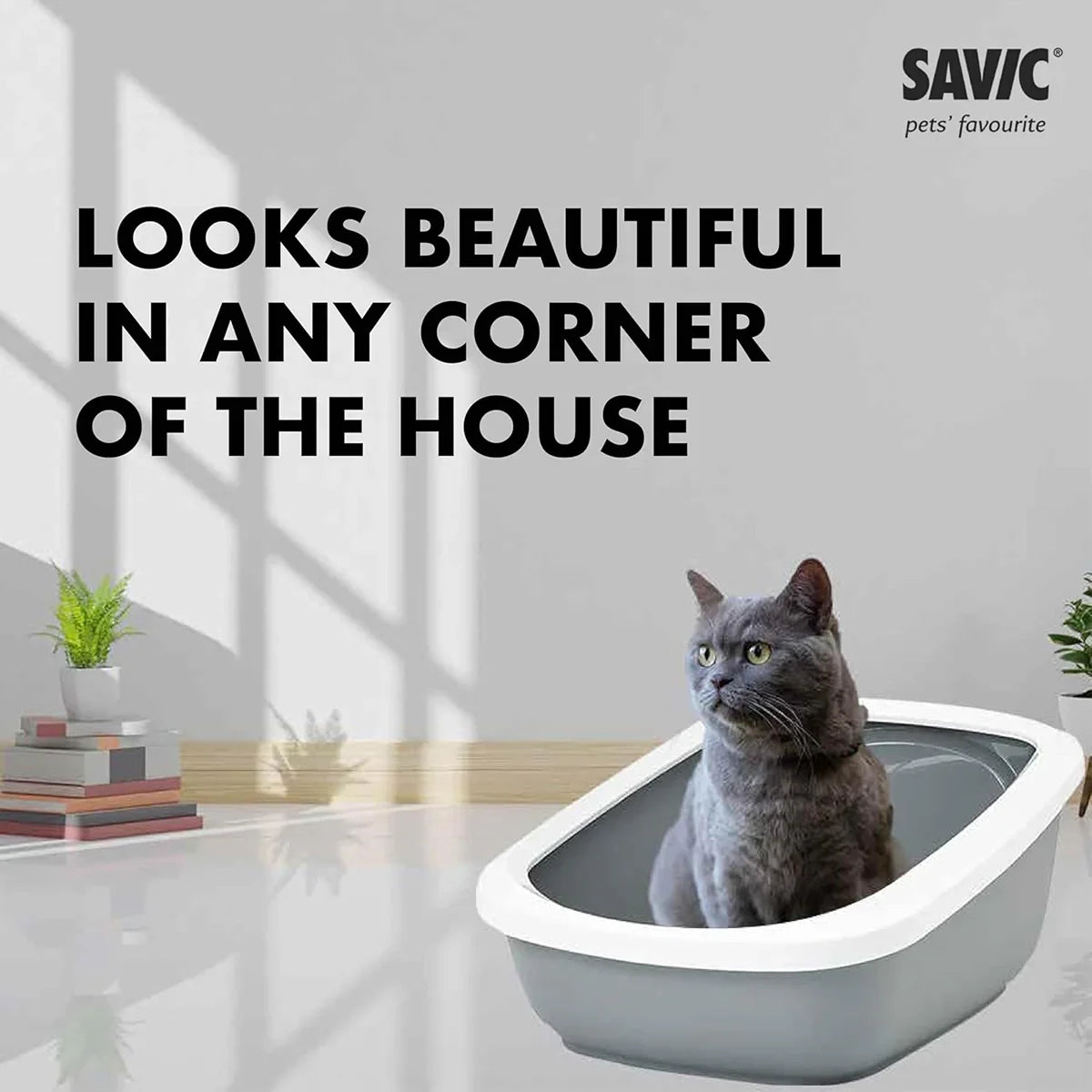 Savic Aseo Jumbo Litter Tray - 68.5 X 48.2 X 27.9cm - Cool Grey - Zigly