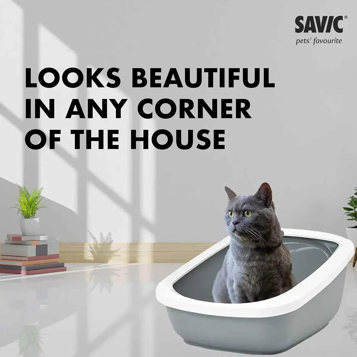 Savic Aseo Jumbo Litter Tray - 68.5 X 48.2 X 27.9cm - Cool Grey - Zigly