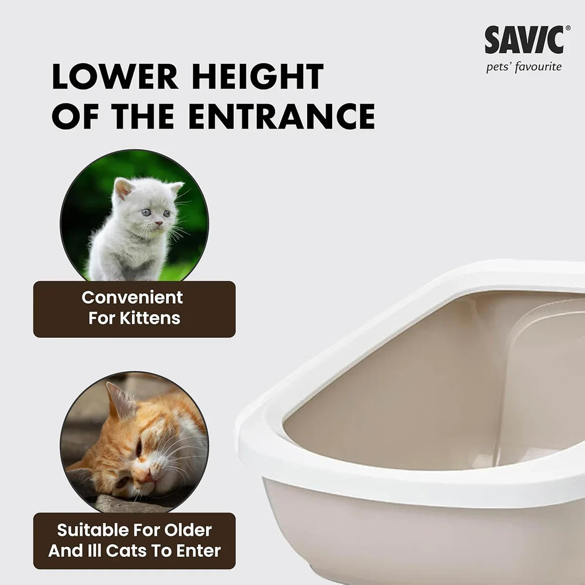 Savic Aseo Jumbo Cat Litter Tray - 27 x 19 x 11 inch - Mocha - Zigly