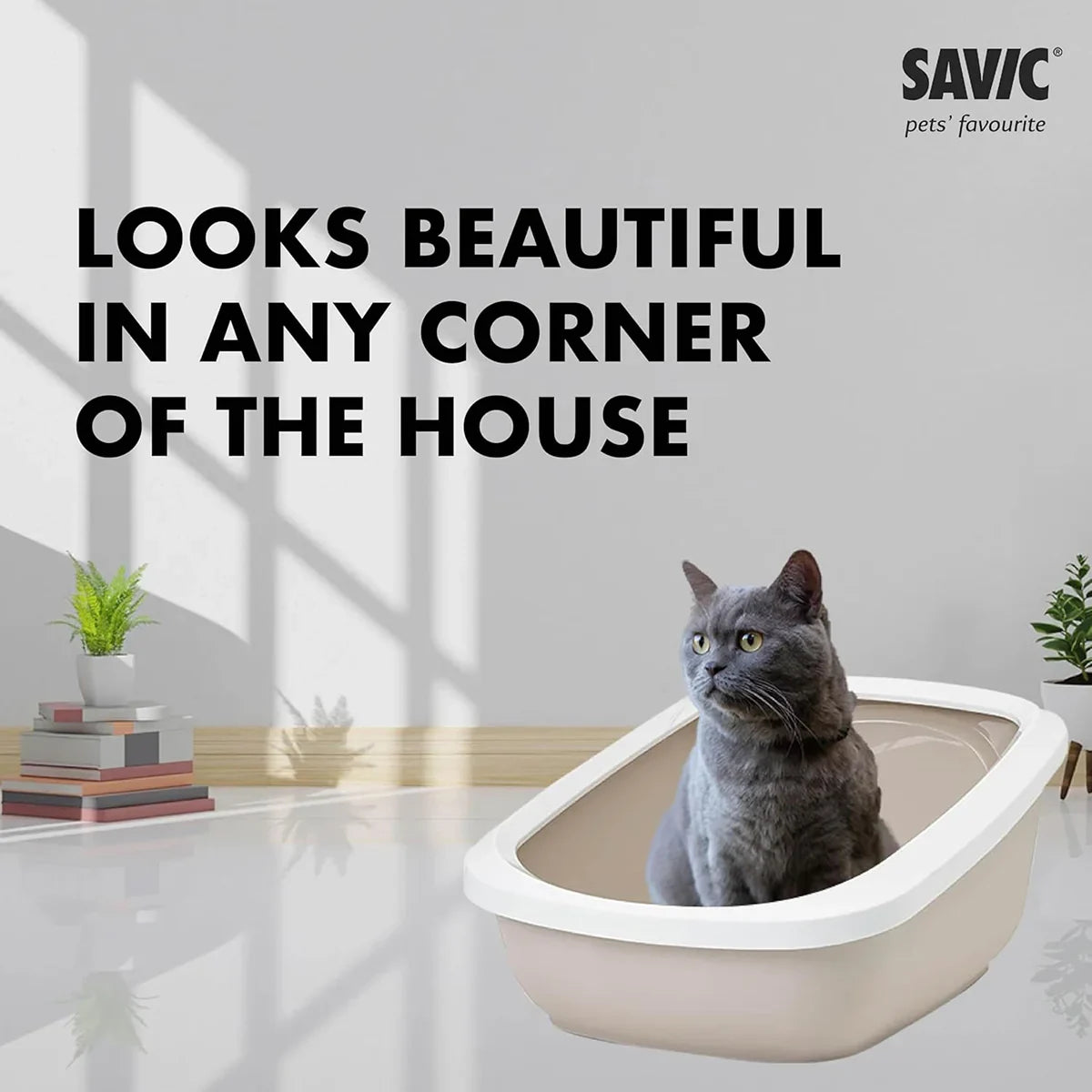 Savic Aseo Jumbo Cat Litter Tray - 27 x 19 x 11 inch - Mocha - Zigly
