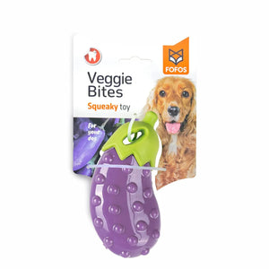 Fofos Vegi-Bites Eggplant Squeaky Chew Dog Toy - Zigly