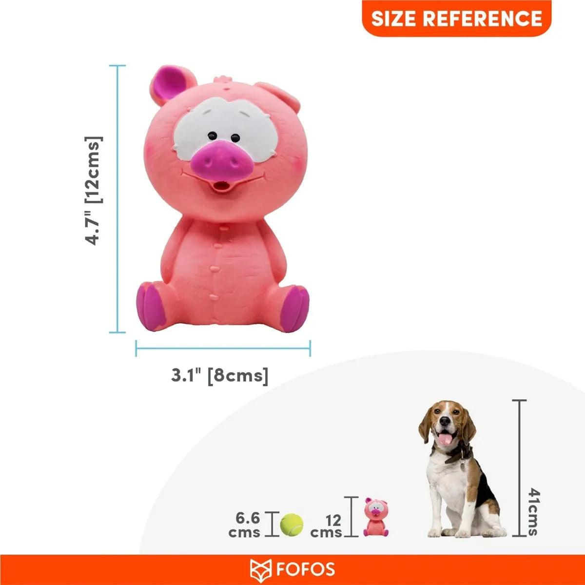 Fofos Latex Bi Pig Squeaky Dog Toy Pink - Small - Zigly