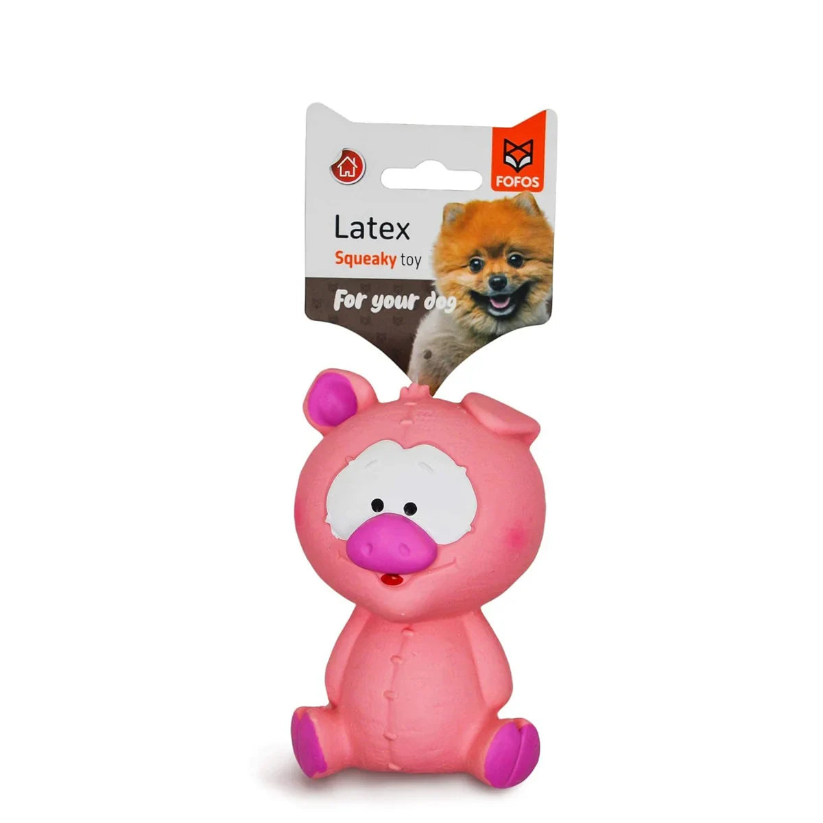 Fofos Latex Bi Pig Squeaky Dog Toy Pink - Small - Zigly
