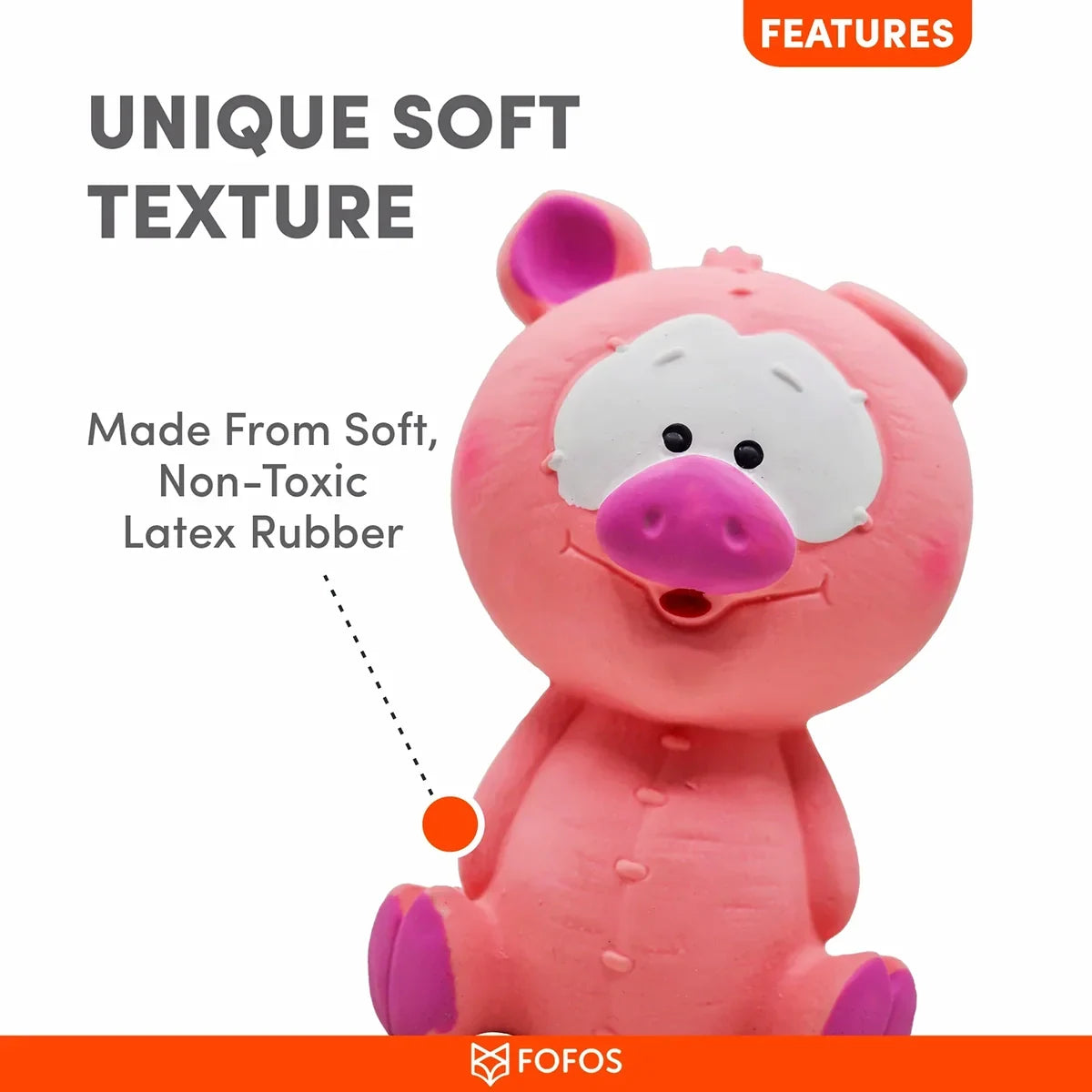 Fofos Latex Bi Pig Squeaky Dog Toy - Zigly