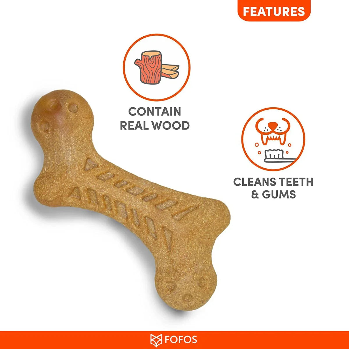 Fofos Woodplay Bone Dog Chew Dog Toy - Zigly