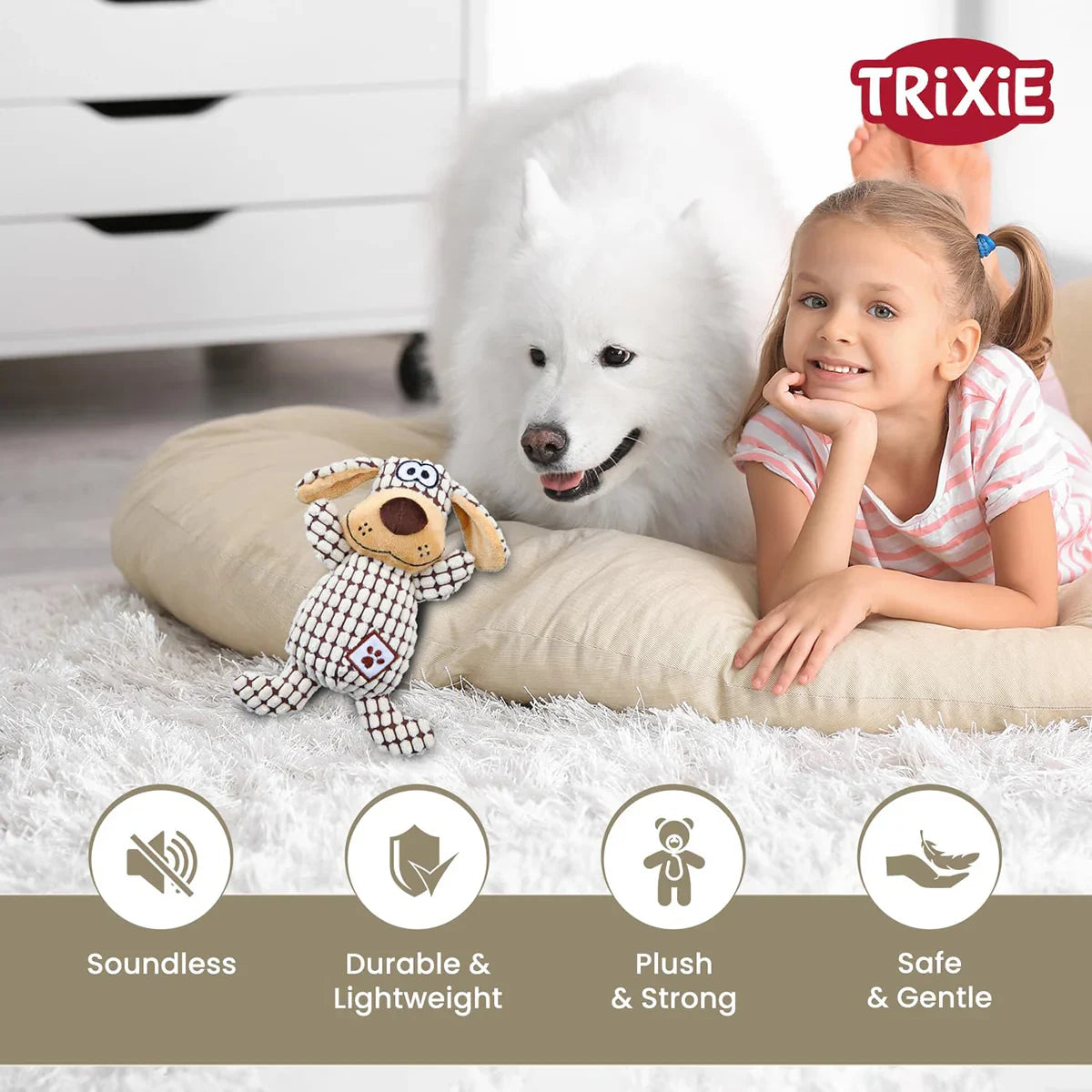 Trixie Dog Soundless Plush Dog Toy - 26 cm - Zigly