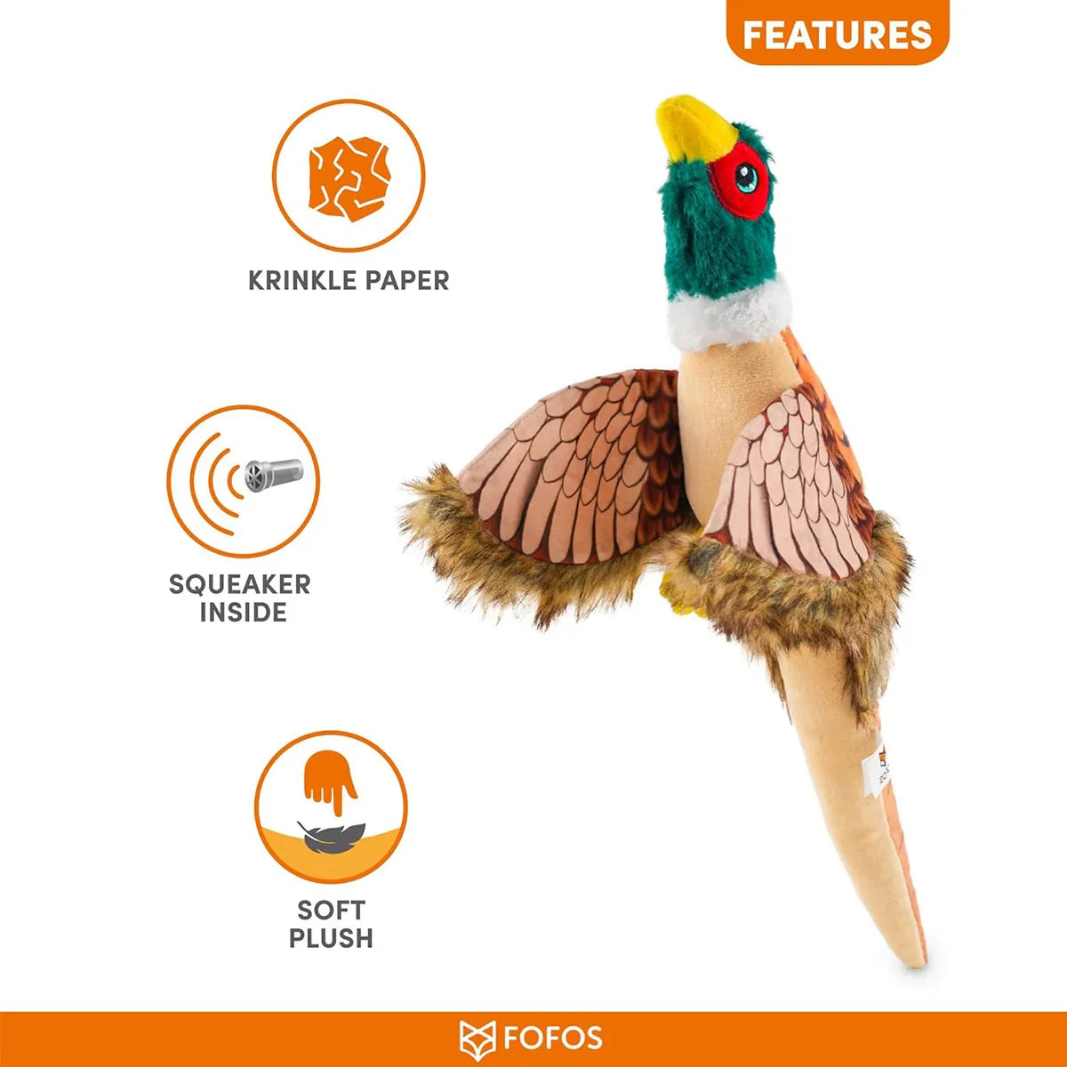 Fofos Pheasant Plush Dog Toy - Zigly