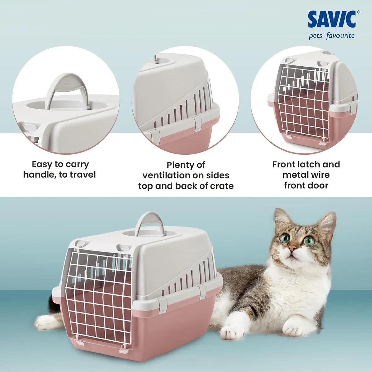Savic Trotter 2 Pet Carrier Light Grey-Ash Rose - 22 X 15 X 13 inch - Zigly