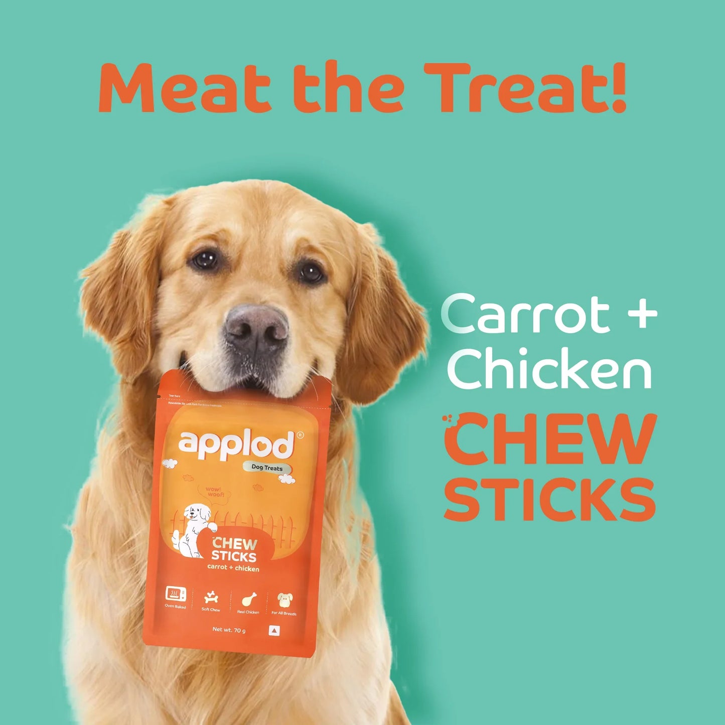 Applod Soft Carrot Chew Sticks Dog Treat - 70g - Zigly