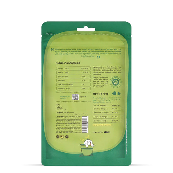 Applod Soft Spinach Chew Sticks Dog Treat - 70g - Zigly