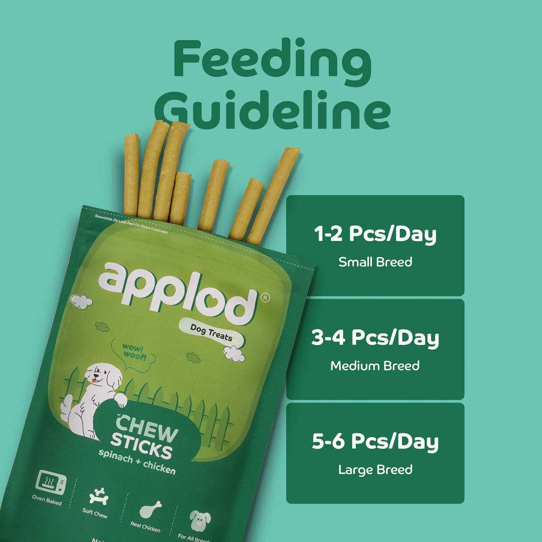 Applod Soft Spinach Chew Sticks Dog Treat - 70g - Zigly