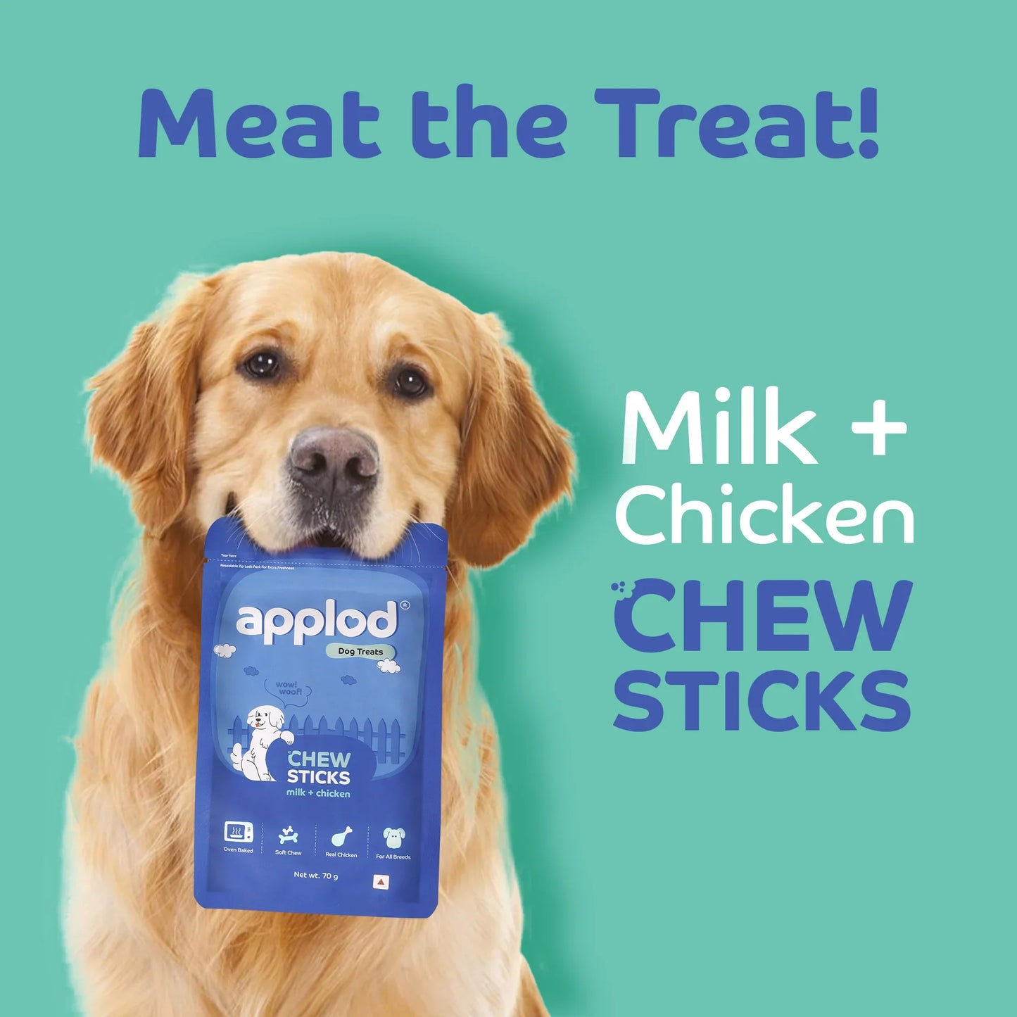 Applod Soft Milk Chew Sticks Dog Treat - 70g - Zigly