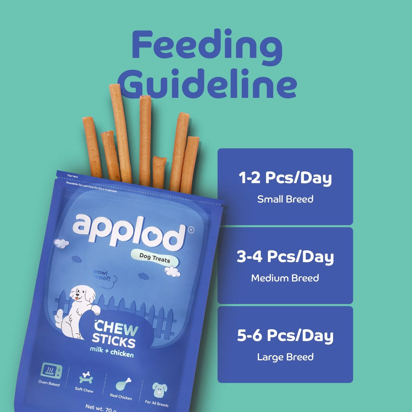 Applod Soft Milk Chew Sticks Dog Treat - 70g - Zigly