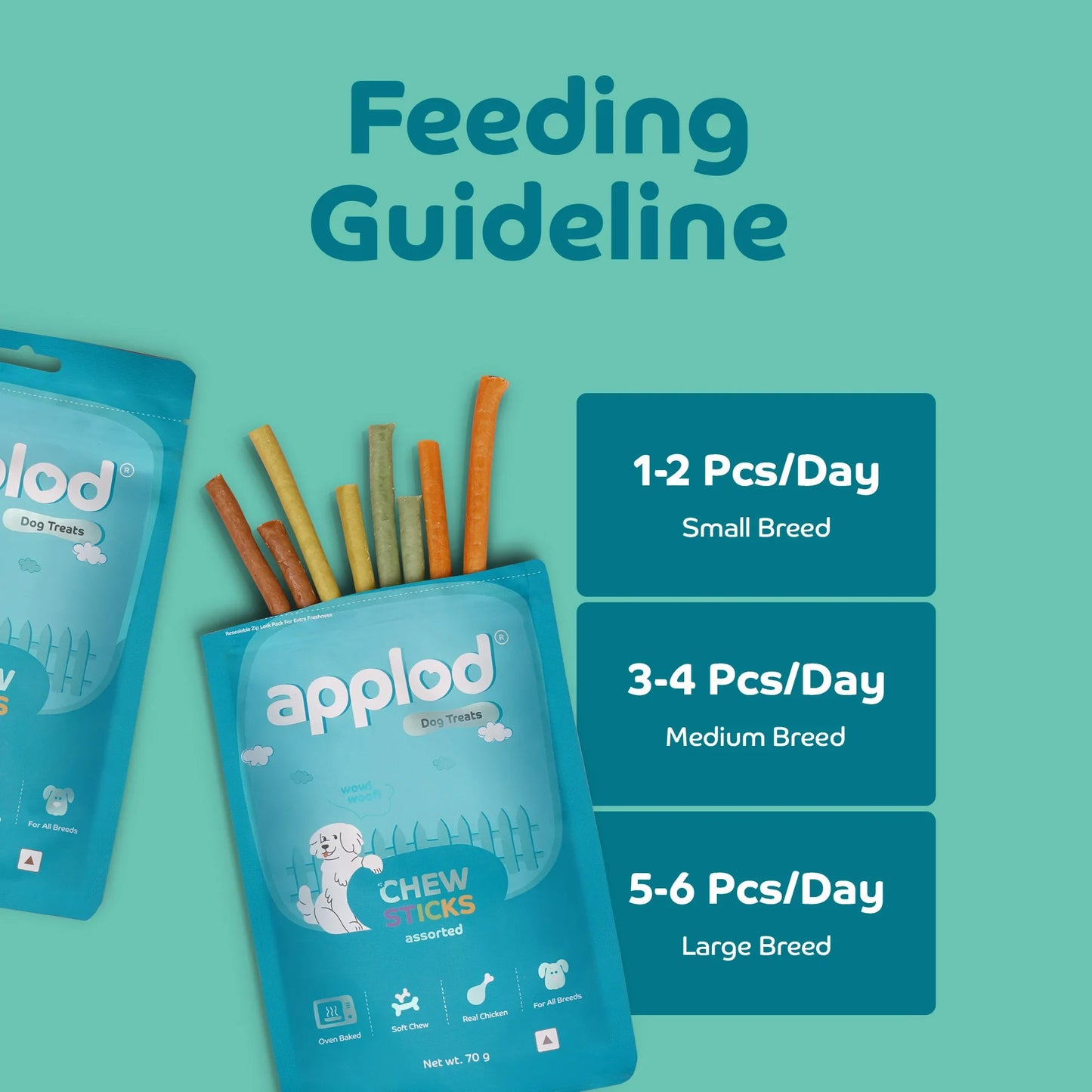 Applod Soft Mix Chew Sticks Dog Treat - 70g - Zigly