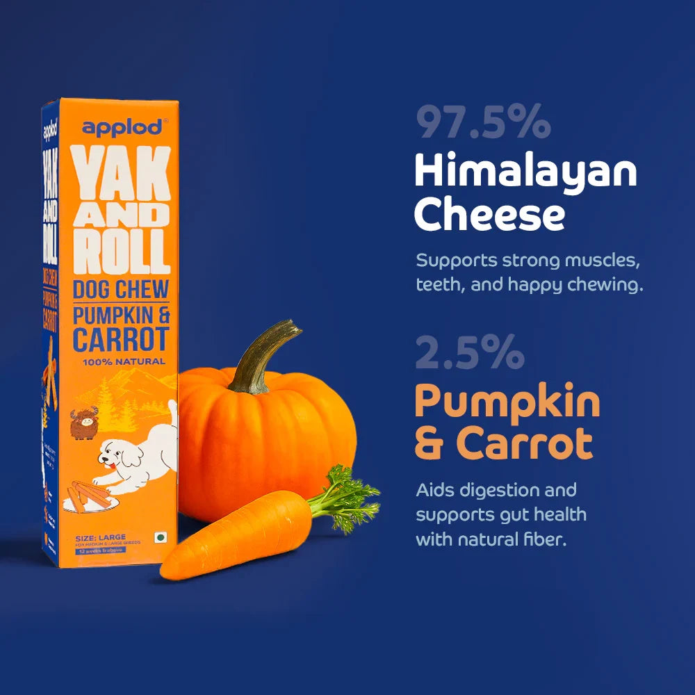 Applod Pumpkin & Carrot Yak Chew for Dogs - Zigly